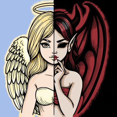 realistic angel half demon