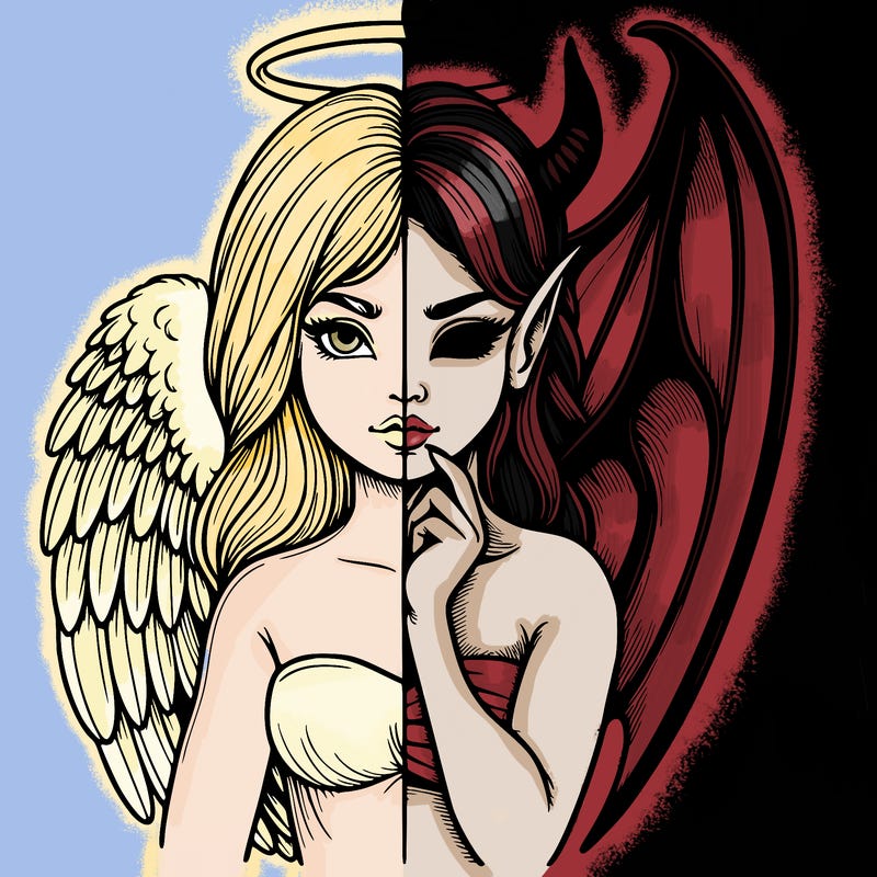 realistic angel half demon