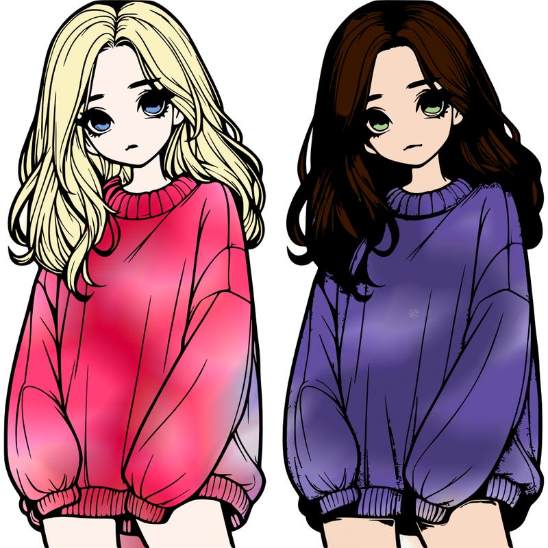 realistic girl with baggy sweater