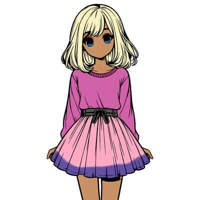 realistic girl with a skirt on