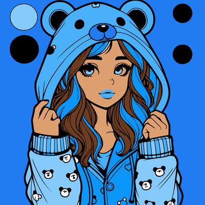 realistic girl in a animal pjs hoodie