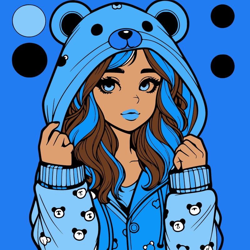 realistic girl in a animal pjs hoodie