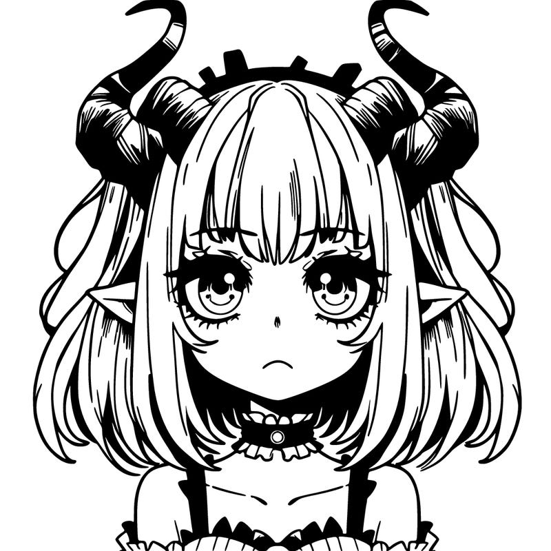 scary anime girl with horns