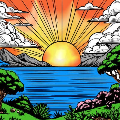 realistic sunset