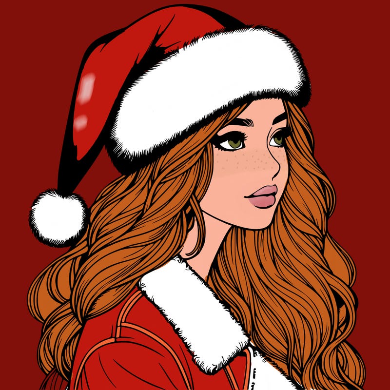realistic girl in santa hat