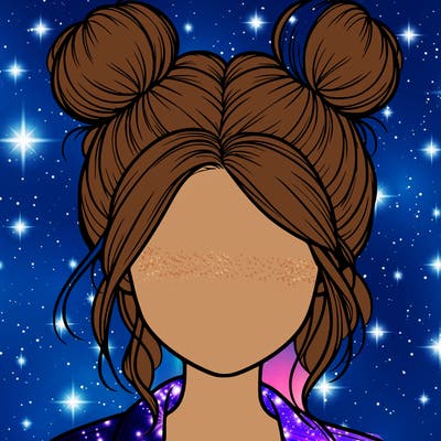 realistic girl with buns on the top of her hair