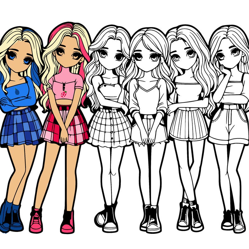 a group of girls realistic