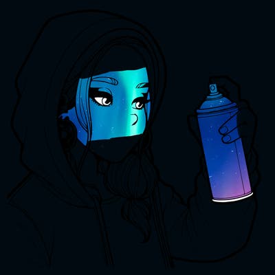 a realistic girl, spray painting