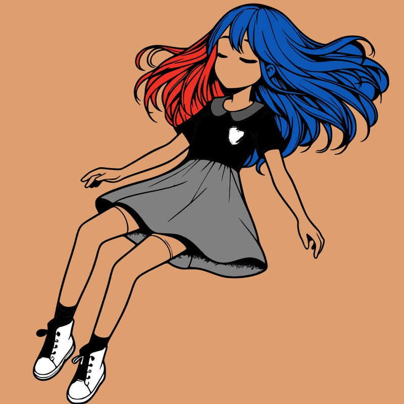 realistic girl floating