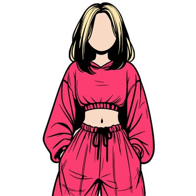realistic girl faceless with baggy pants and a crop top