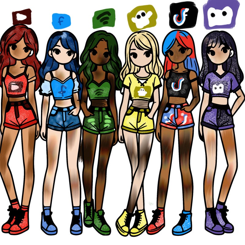 a group of girls wearing crop tops and shorts