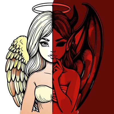 realistic angel half demon