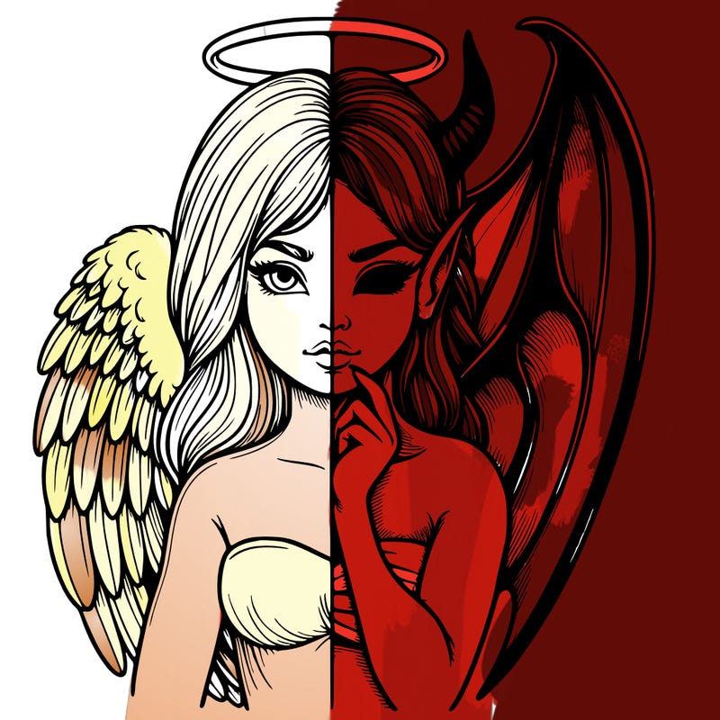 realistic angel half demon