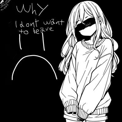 manga teen girl  in a sweater and baggy pants