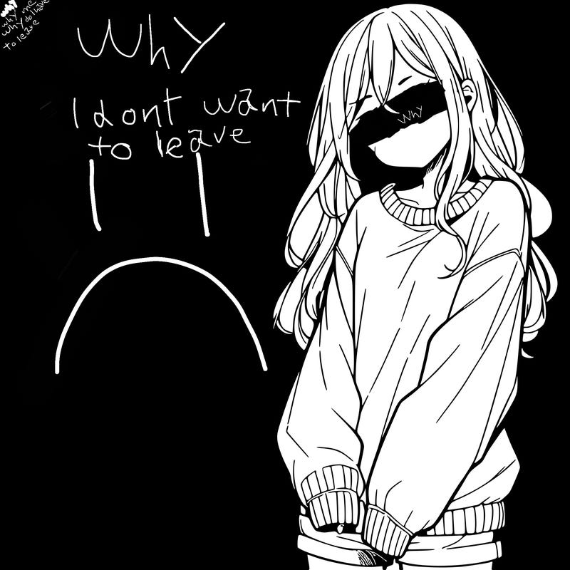 manga teen girl  in a sweater and baggy pants