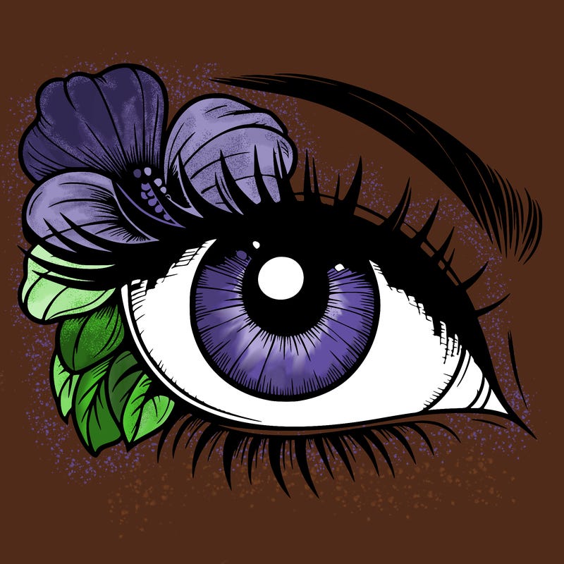 realistic eye with flower