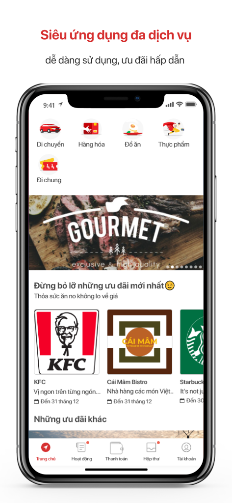 Godi - Godi super app home screen displaying services for ride hailing food delivery and groceries