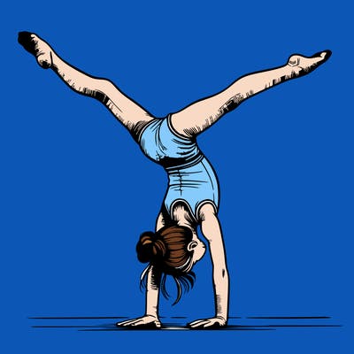 realistic gymnastic hand stand girl in four splits