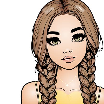 realistic girl with braids