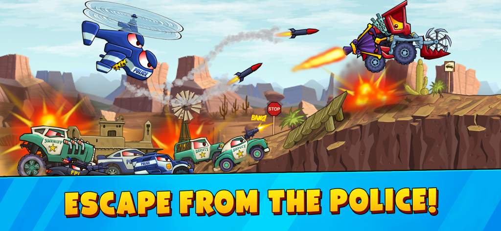 Car Eats Car 3 - Racing Cars - Perseguição policial cheia de ação no deserto com monster trucks de desenho animado e explosões