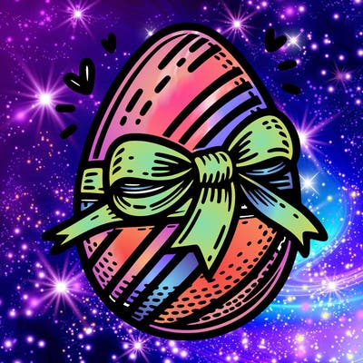 large chocolate egg with ribbon