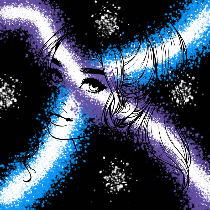 realistic girl with a ponytail on her hair and lips