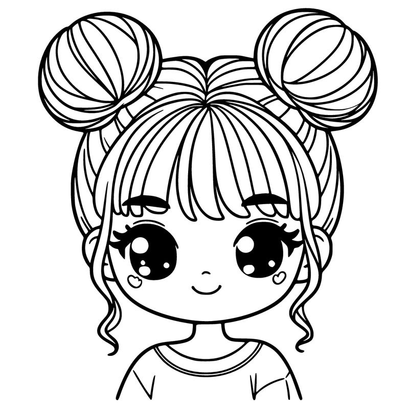 girl with hair buns