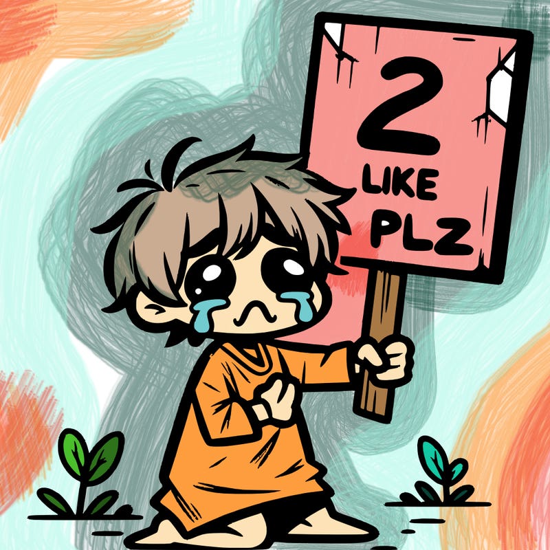small poor toddler crying with sign that says 2 like plz
