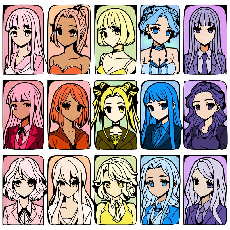 girls that look diffrent anime