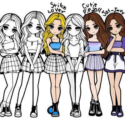 a group of girls realistic