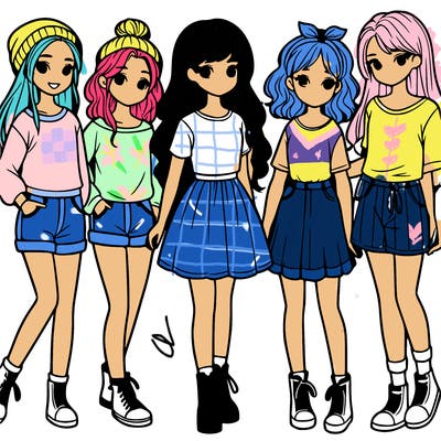 a group of five girls