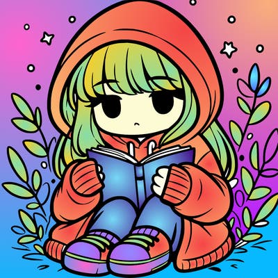 girl in oversized hoodie reading a book