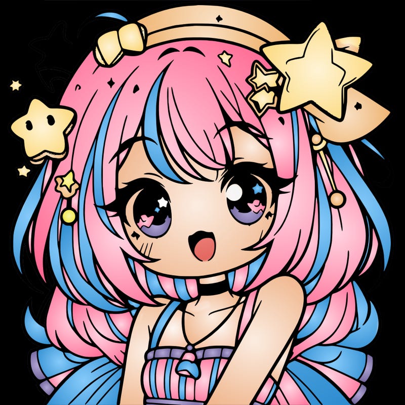 cute anime girl with star accessories
