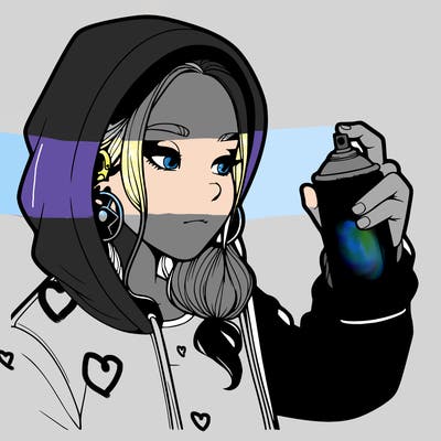 a realistic girl, spray painting