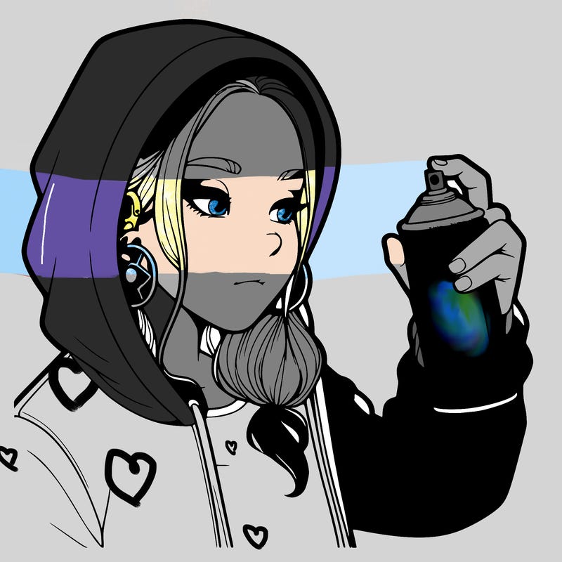 a realistic girl, spray painting