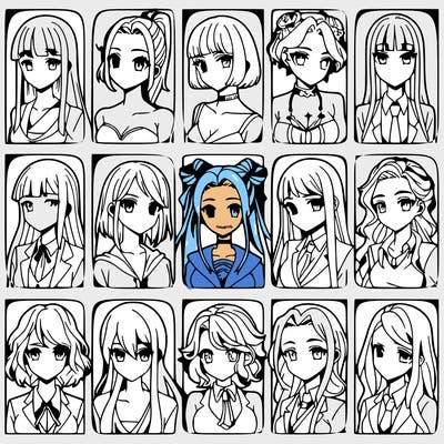 girls that look diffrent anime