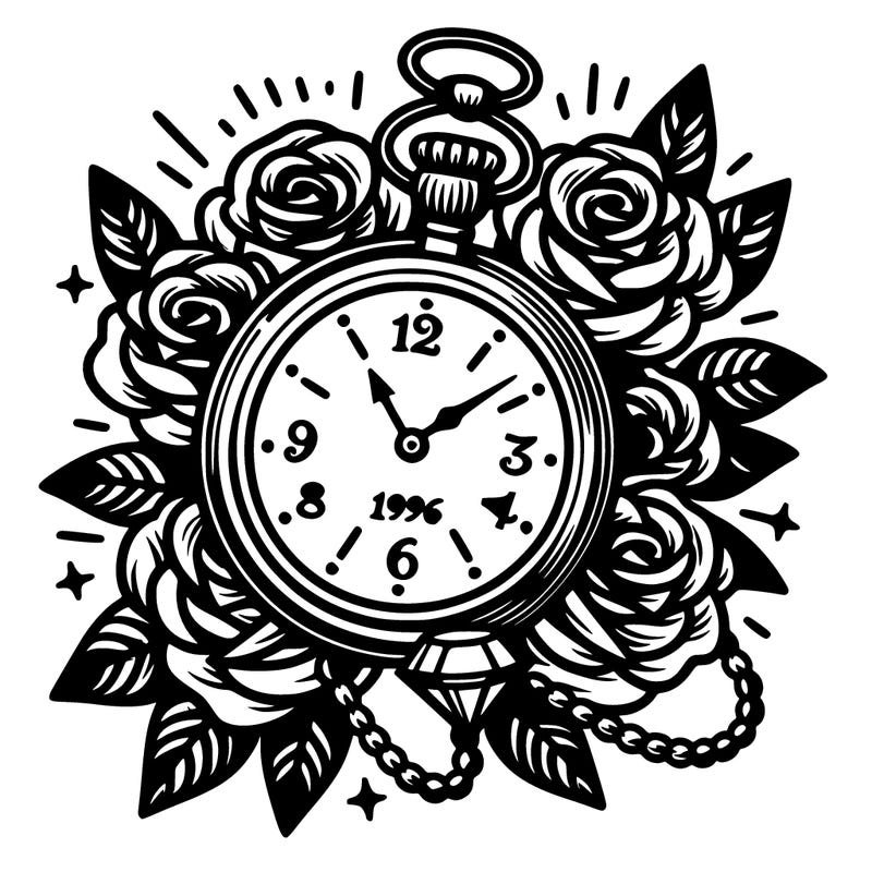 pocket watch with roses surrounding a diamond 1996