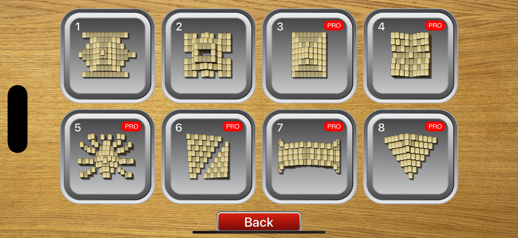 Level selection screen showing different mahjong tile board arrangements