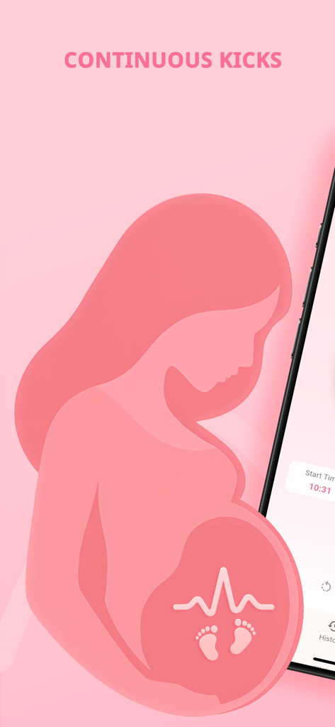 Graphic showing continuous fetal kick tracking for pregnant women