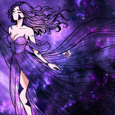 realistic woman in dress flowing the the wind