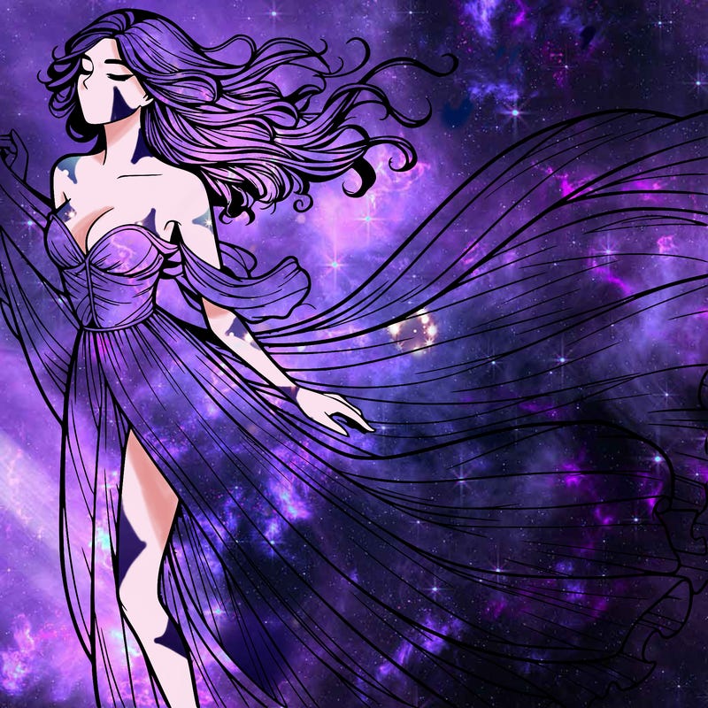 realistic woman in dress flowing the the wind