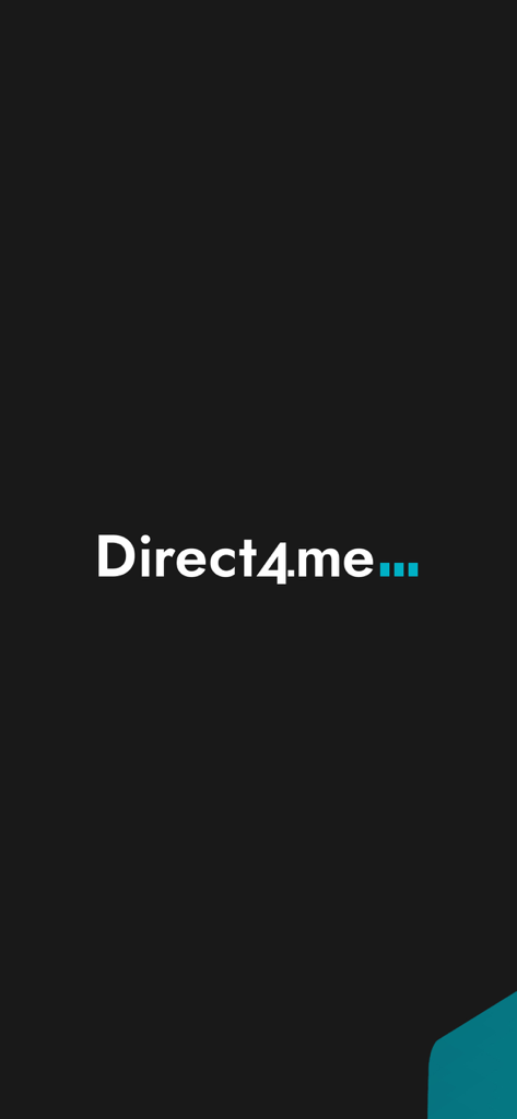 Direct4.me - Direct4me mobile app splash screen featuring the company logo on a dark background