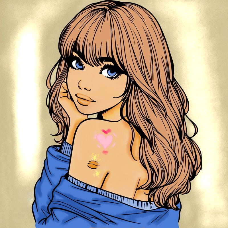 realistic girl with bangs looking over her shoulder