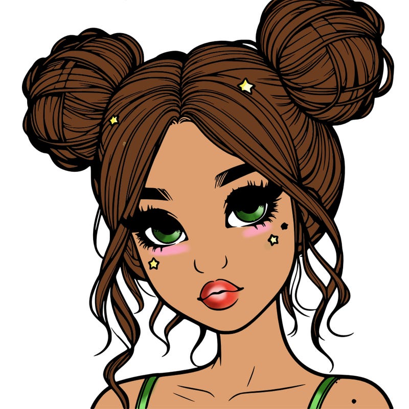 realistic girl with space buns