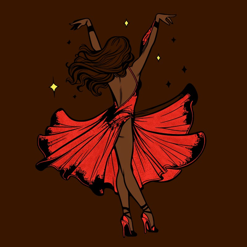 dancer dancing with a shimmery costume on realistic