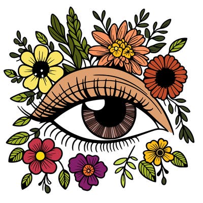 eye with flowers