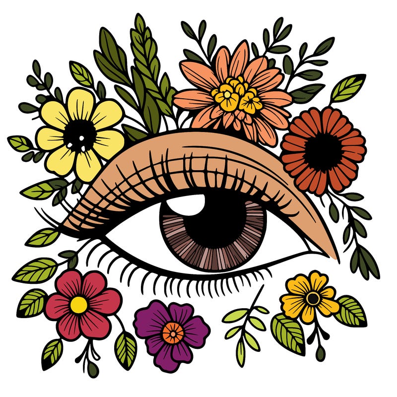 eye with flowers