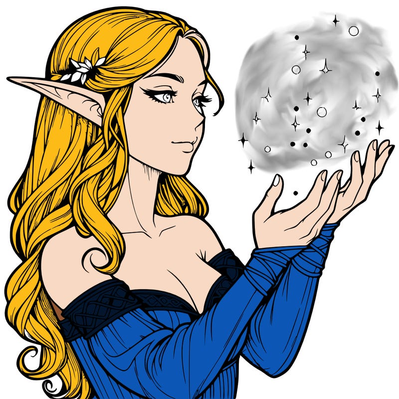 realistic elf girl doing magic