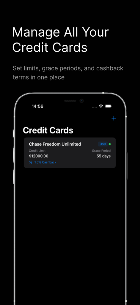 Passive Income — ProfitLoop - Une interface d'application mobile de ProfitLoop montrant la gestion des cartes de crédit avec des détails tels que la limite de crédit et la période de grâce.