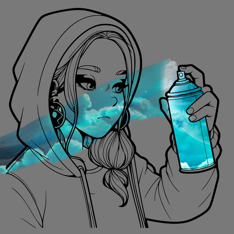 a realistic girl, spray painting